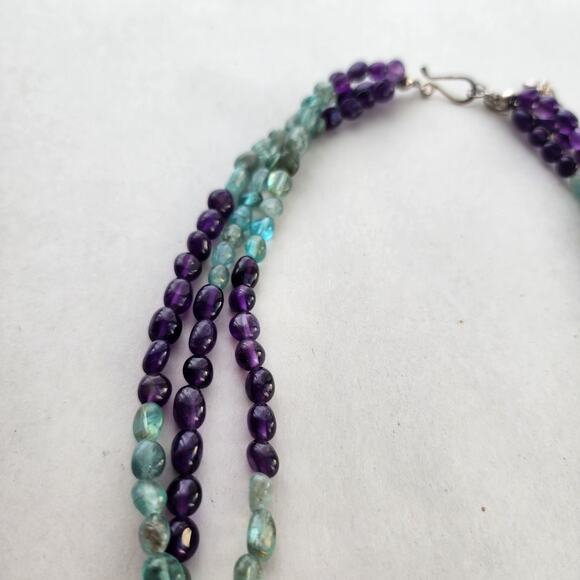 Jay King 3 Strand Necklace 18" Apatite, Amethyst New Sterling Silver 925 - Picture 5 of 7